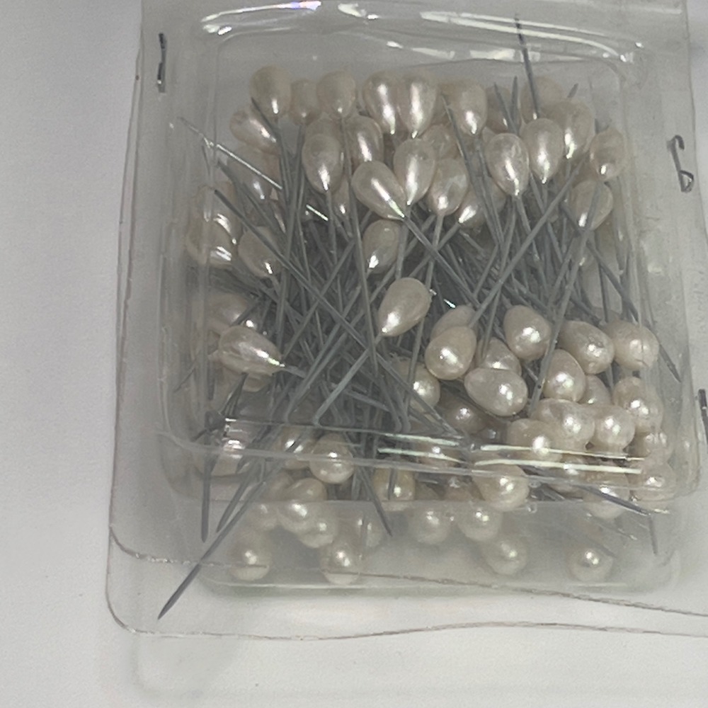 White Teardrop Faux Pearl Head Pins Sewing Quilting Floral Wedding Craft 144pc